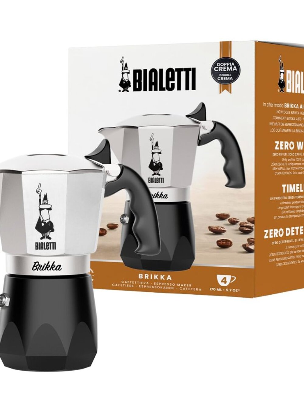 Bialetti Bricca NEW 4 Cup Open Fire Type (Coffee Maker, Espresso Makinetta)